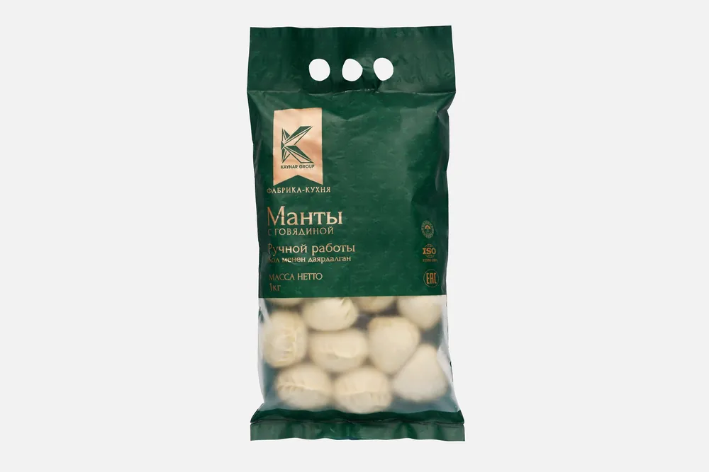 Упаковка Kaynar Food «Манты с говядиной», ручная лепка